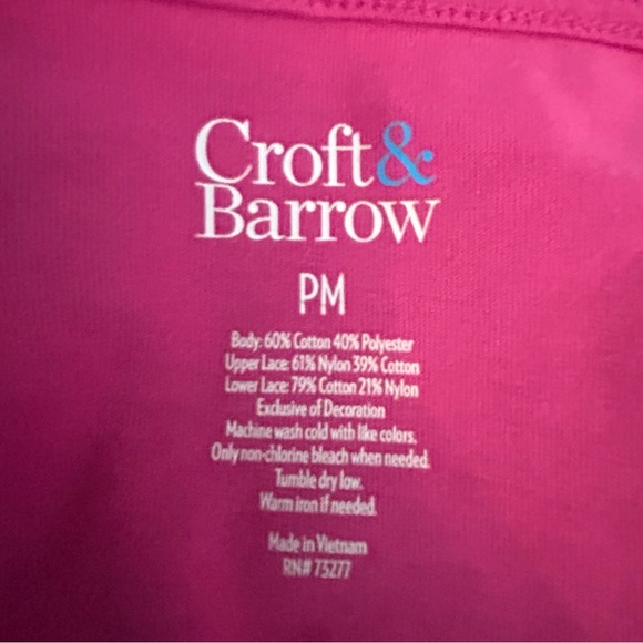 Croft & Barrow petite pink cutouts layer crochet-style tee Size M - Picture 5 of 7